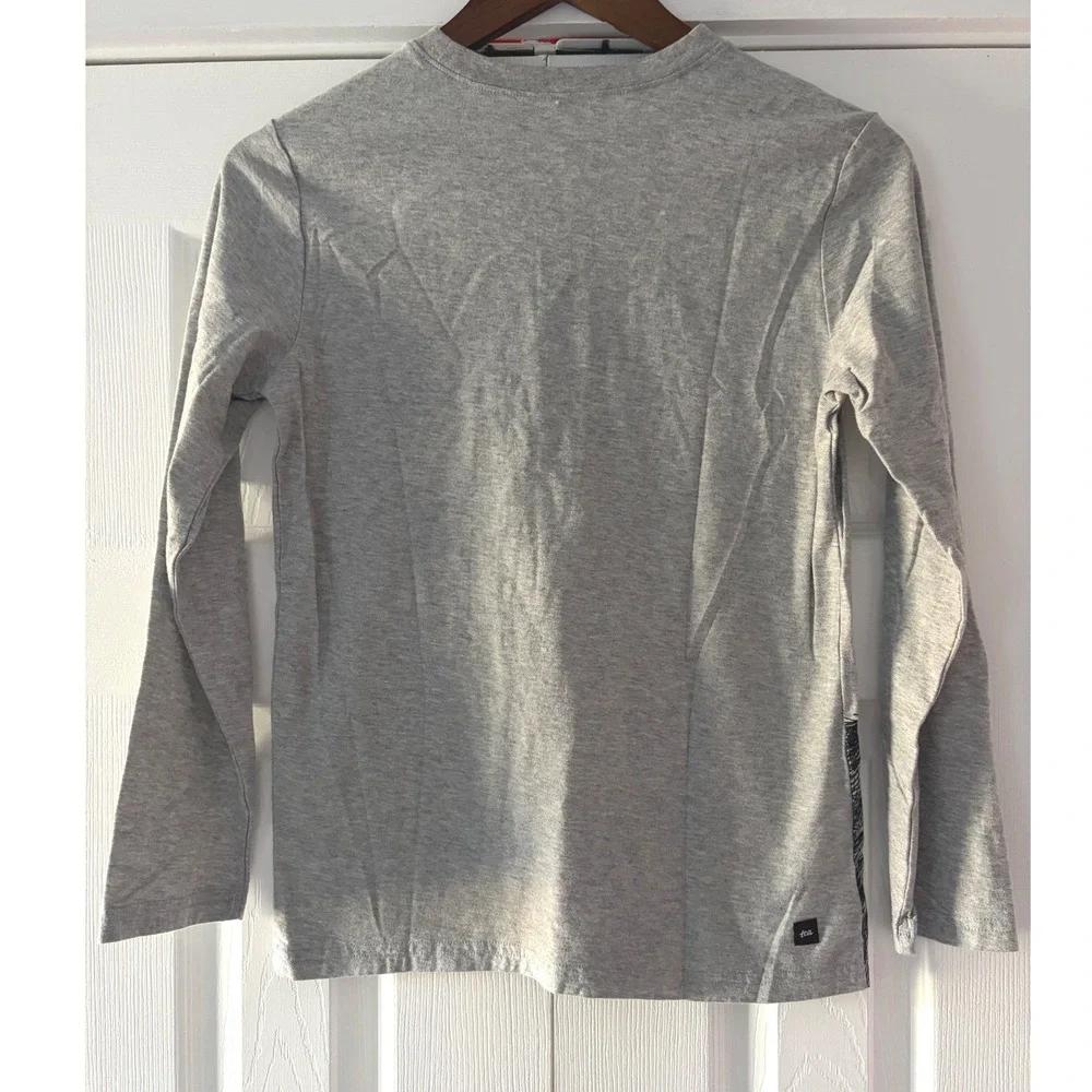 Tea Collection Gray Howling Wolf Graphic Long Sleeve T-Shirt Size 14 Cotton